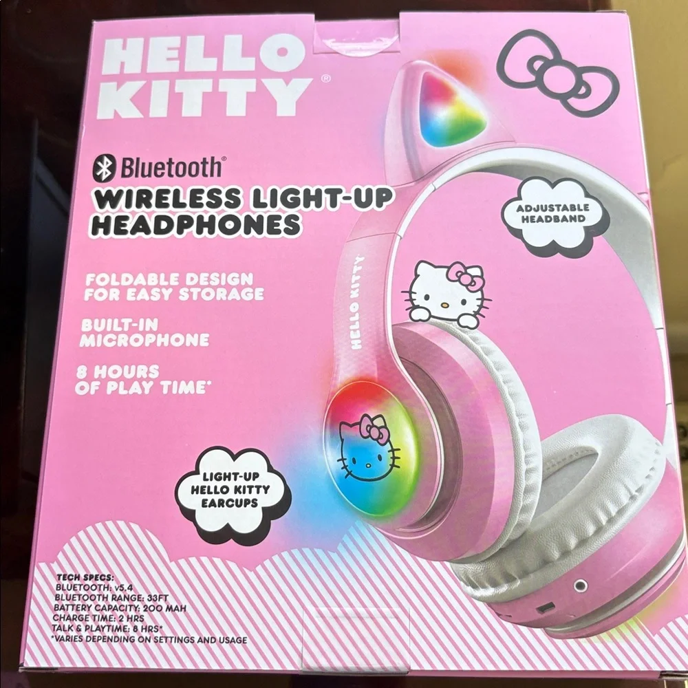 Hello Kitty Pink Bluetooth Headphones and Earbuds